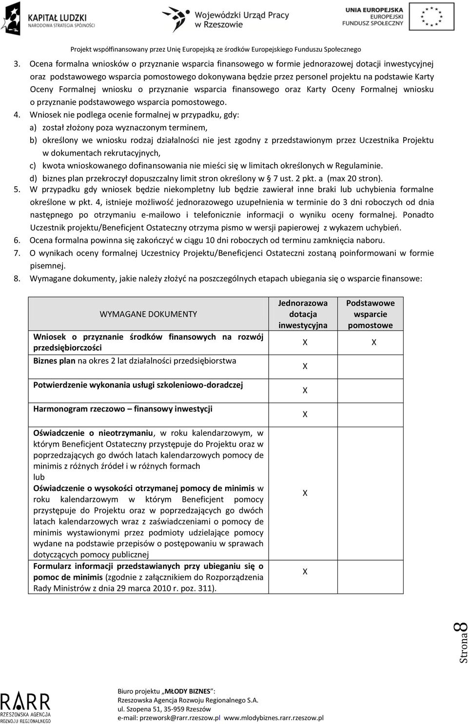 Karty Oceny Formalnej wniosku o przyznanie wsparcia finansowego oraz Karty Oceny Formalnej wniosku o przyznanie podstawowego wsparcia pomostowego. 4.