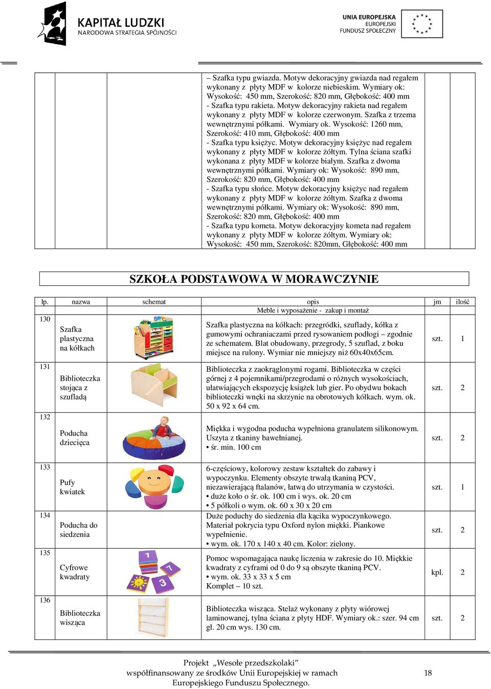 Motyw dekoracyjny kometa nad regałem SZKOŁA PODSTAWOWA W MORAWCZYNIE 130 131 132 : przegródki, szuflady, kółka z gumowymi ochraniaczami przed rysowaniem podłogi zgodnie ze schematem.