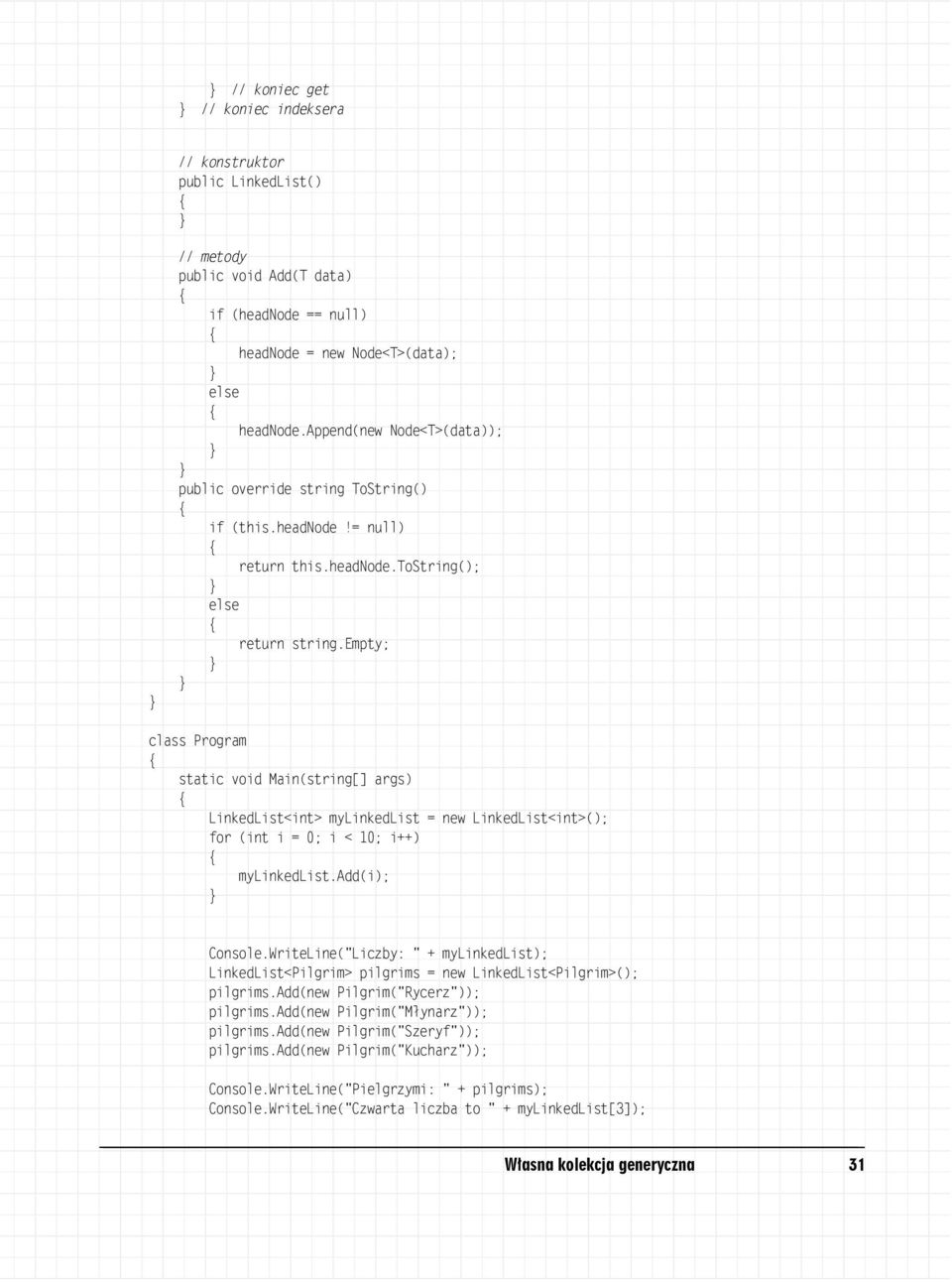 empty; class Program static void Main(string[] args) LinkedList<int> mylinkedlist = new LinkedList<int>(); for (int i = 0; i < 10; i++) mylinkedlist.add(i); Console.