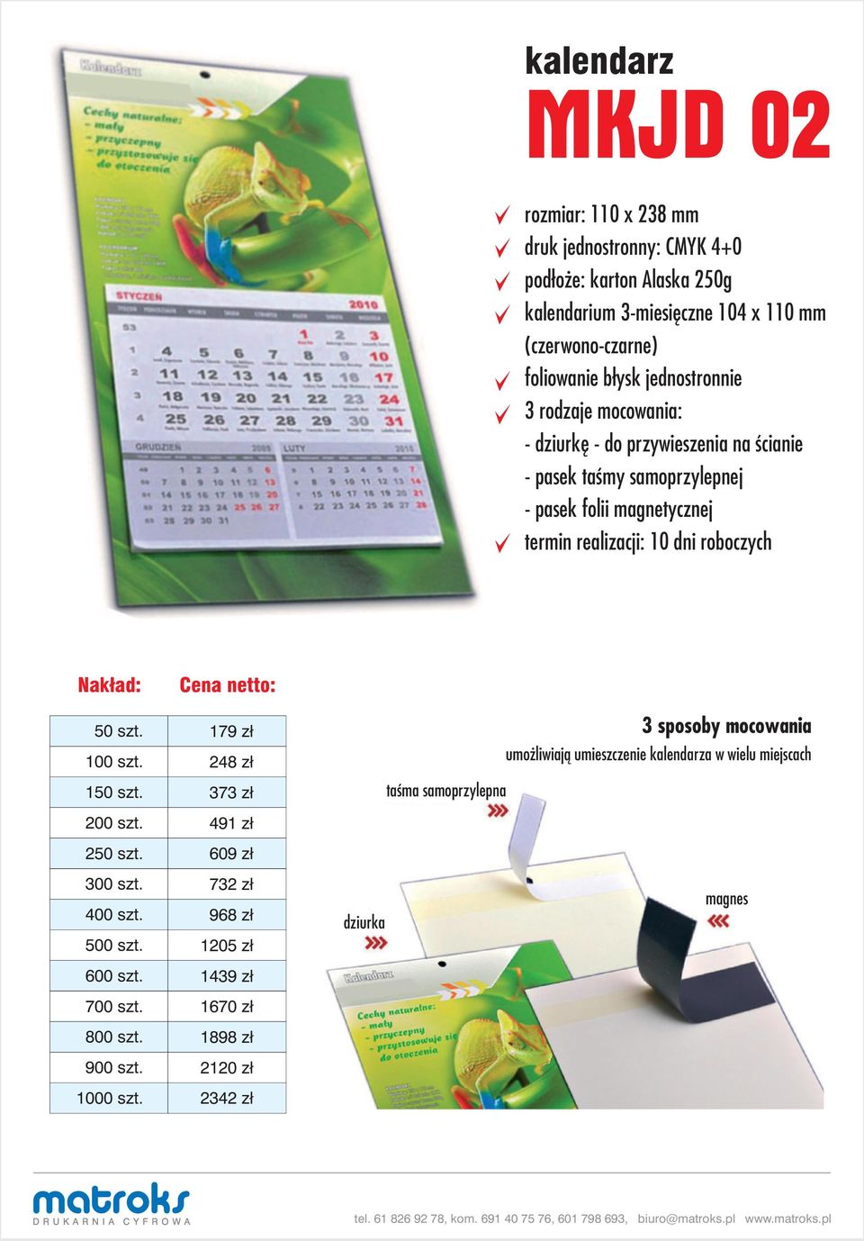 pasek folii magnetycznej 179 z³ 248 z³ 3 sposoby mocowania umo liwiaj¹ umieszczenie kalendarza w wielu