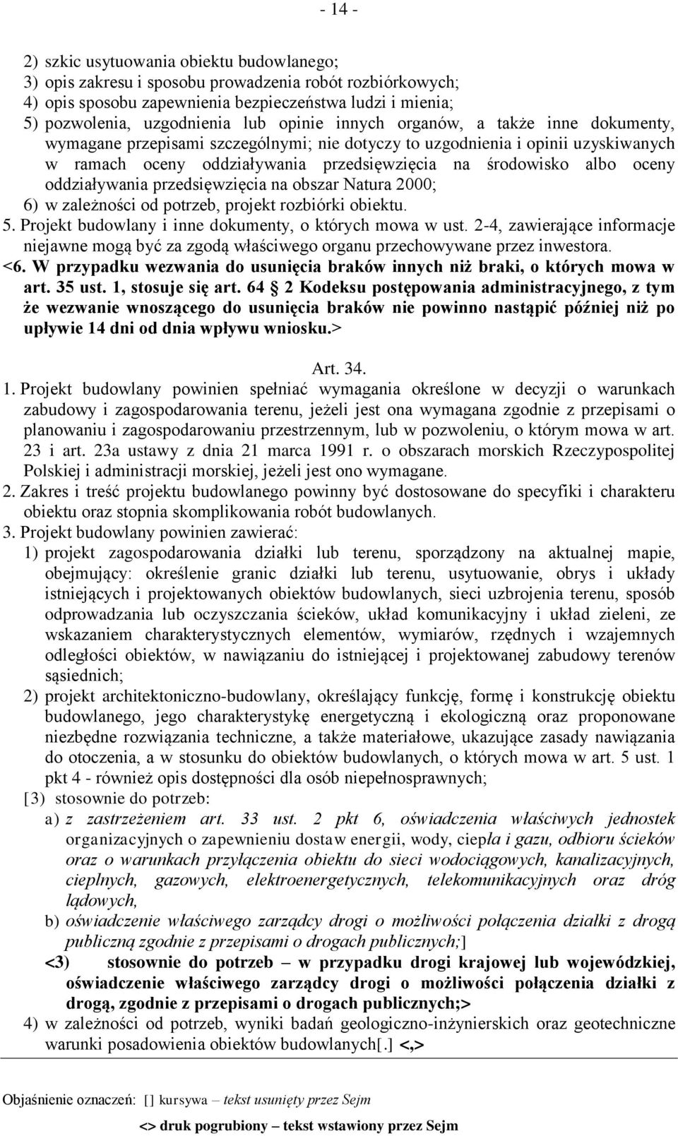 oddziaływania przedsięwzięcia na obszar Natura 2000; 6) w zależności od potrzeb, projekt rozbiórki obiektu. 5. Projekt budowlany i inne dokumenty, o których mowa w ust.