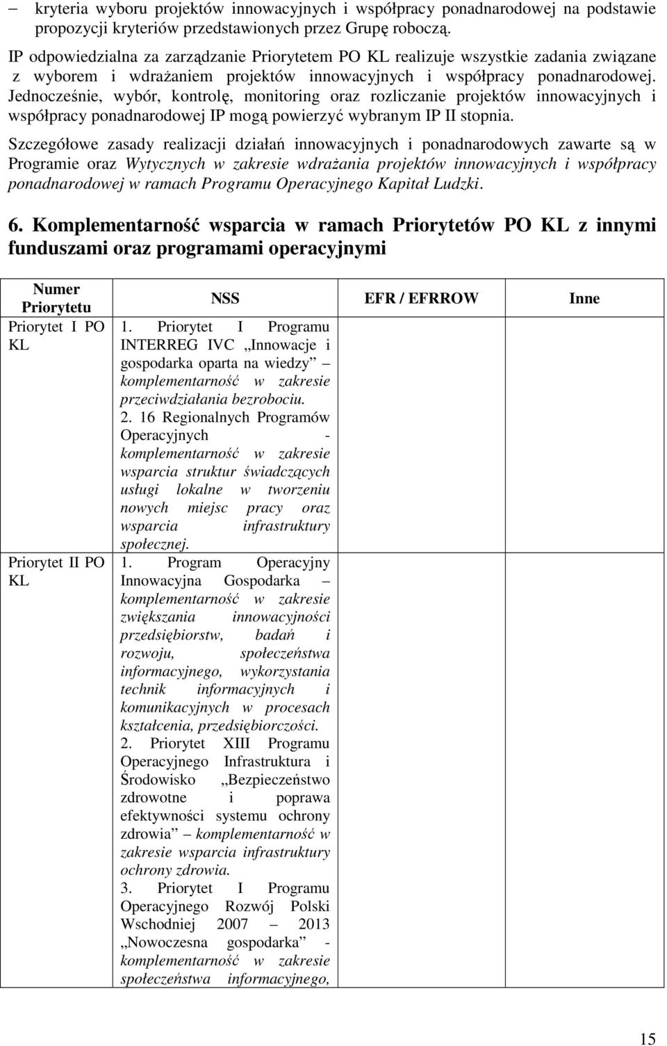 Jednocześnie, wybór, kontrolę, monitoring oraz rozliczanie projektów innowacyjnych i współpracy ponadnarodowej IP mogą powierzyć wybranym IP II stopnia.