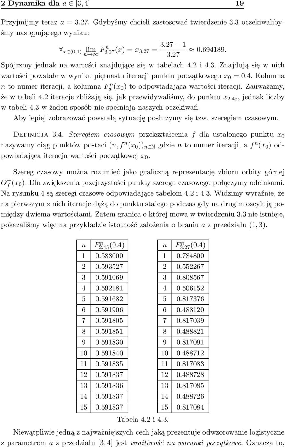 2iteracjezbliżająsię,jakprzewidywaliśmy,dopunktux 2.45,jednakliczby w tabeli 4.3 w żaden sposób nie spełniają naszych oczekiwań. Aby lepiej zobrazować powstałą sytuację posłużymy się tzw.