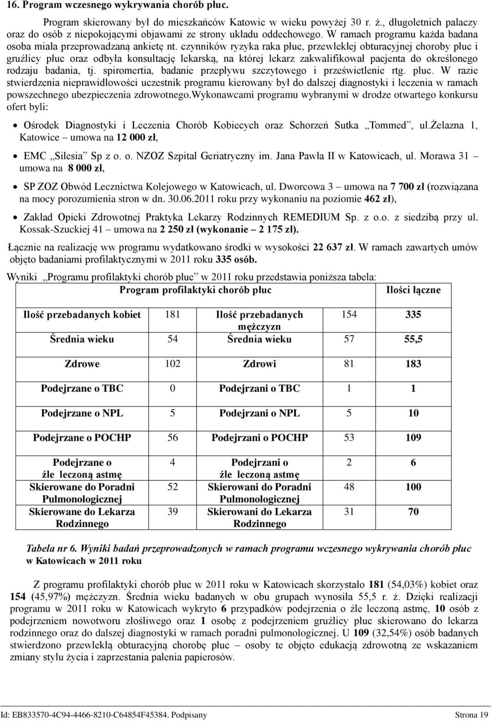 czynników ryzyka raka płuc, przewlekłej obturacyjnej choroby płuc i gruźlicy płuc oraz odbyła konsultację lekarską, na której lekarz zakwalifikował pacjenta do określonego rodzaju badania, tj.