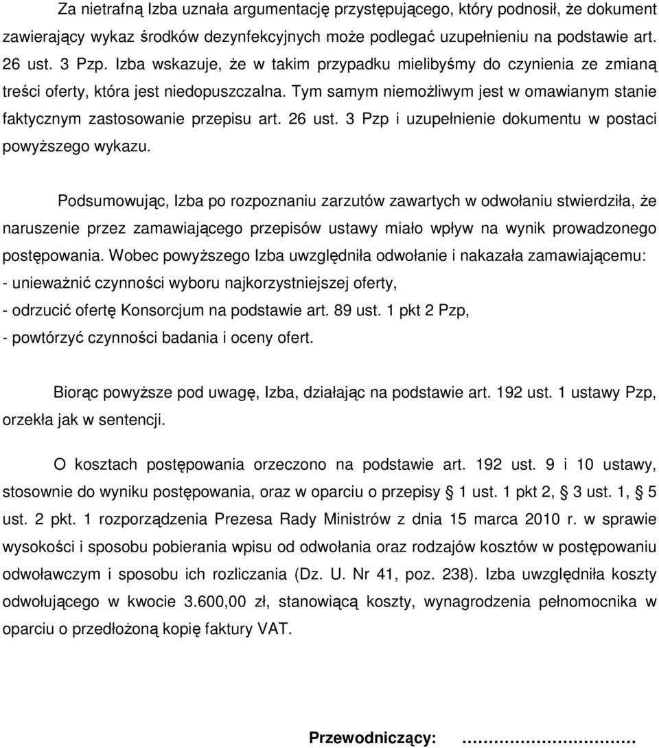 26 ust. 3 Pzp i uzupełnienie dokumentu w postaci powyższego wykazu.