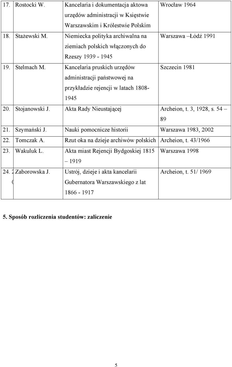 Kancelaria pruskich urzędów Szczecin 1981 administracji państwowej na przykładzie rejencji w latach 1808-1945 20. Stojanowski J. Akta Rady Nieustającej Archeion, t. 3, 1928, s. 54 89 21. Szymański J.