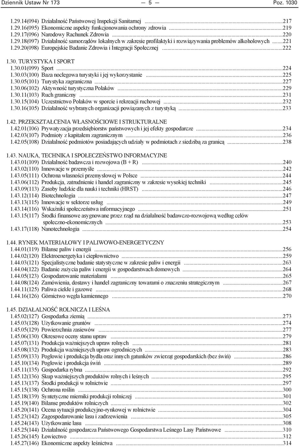 TURYSTYKA I SPORT 1.30.01(099) Sport... 224 1.30.03(100) Baza noclegowa turystyki i jej wykorzystanie... 225 1.30.05(101) Turystyka zagraniczna... 227 1.30.06(102) Aktywno turystyczna Polaków... 229 1.