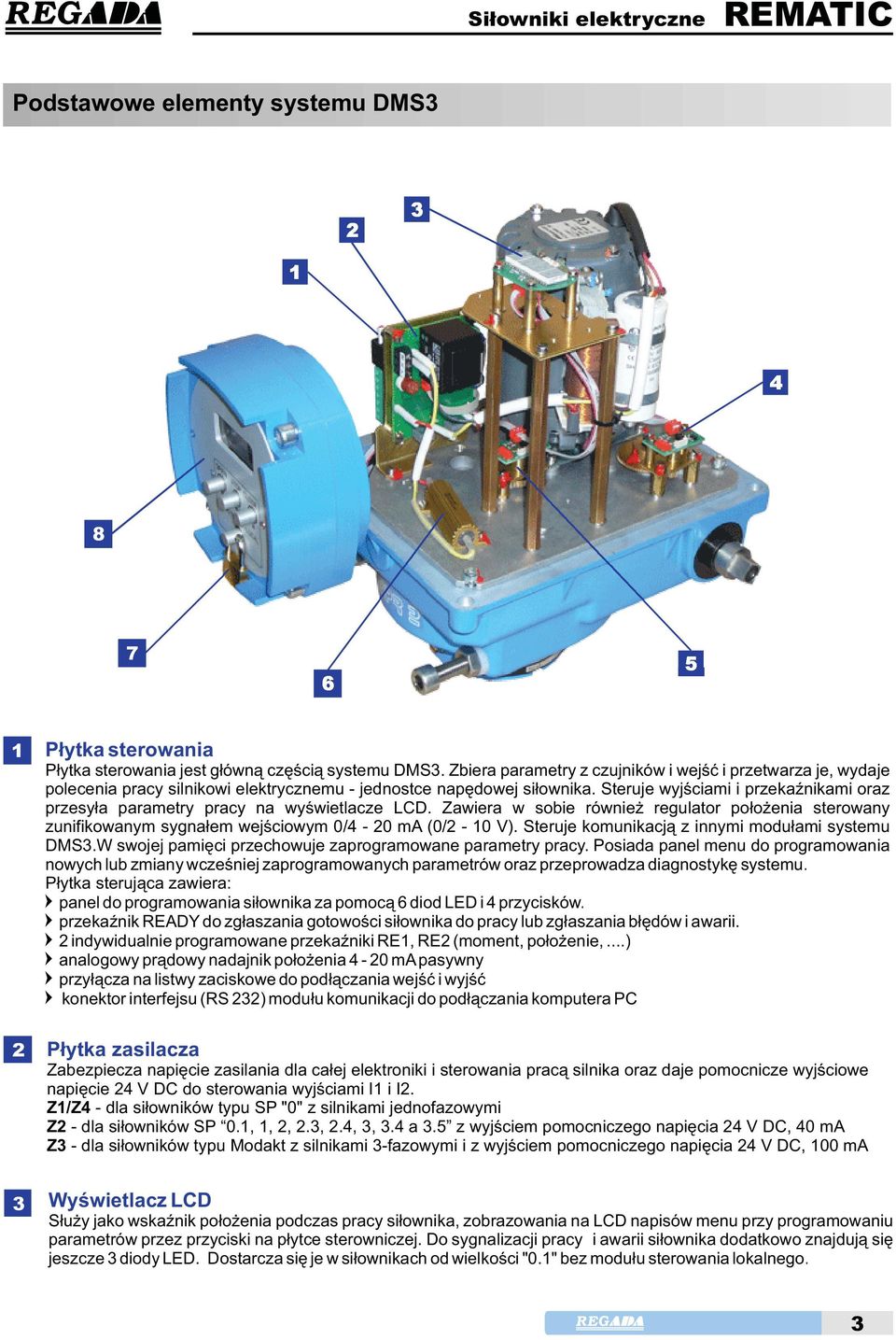 Zawiera w sobie równie regulator pooenia sterowany zunifikowanymsygnaemwejciowym0/4-20ma(0/2-10v).sterujekomunikacjzinnymimoduamisystemu DMS3.Wswojejpamiciprzechowujezaprogramowaneparametrypracy.