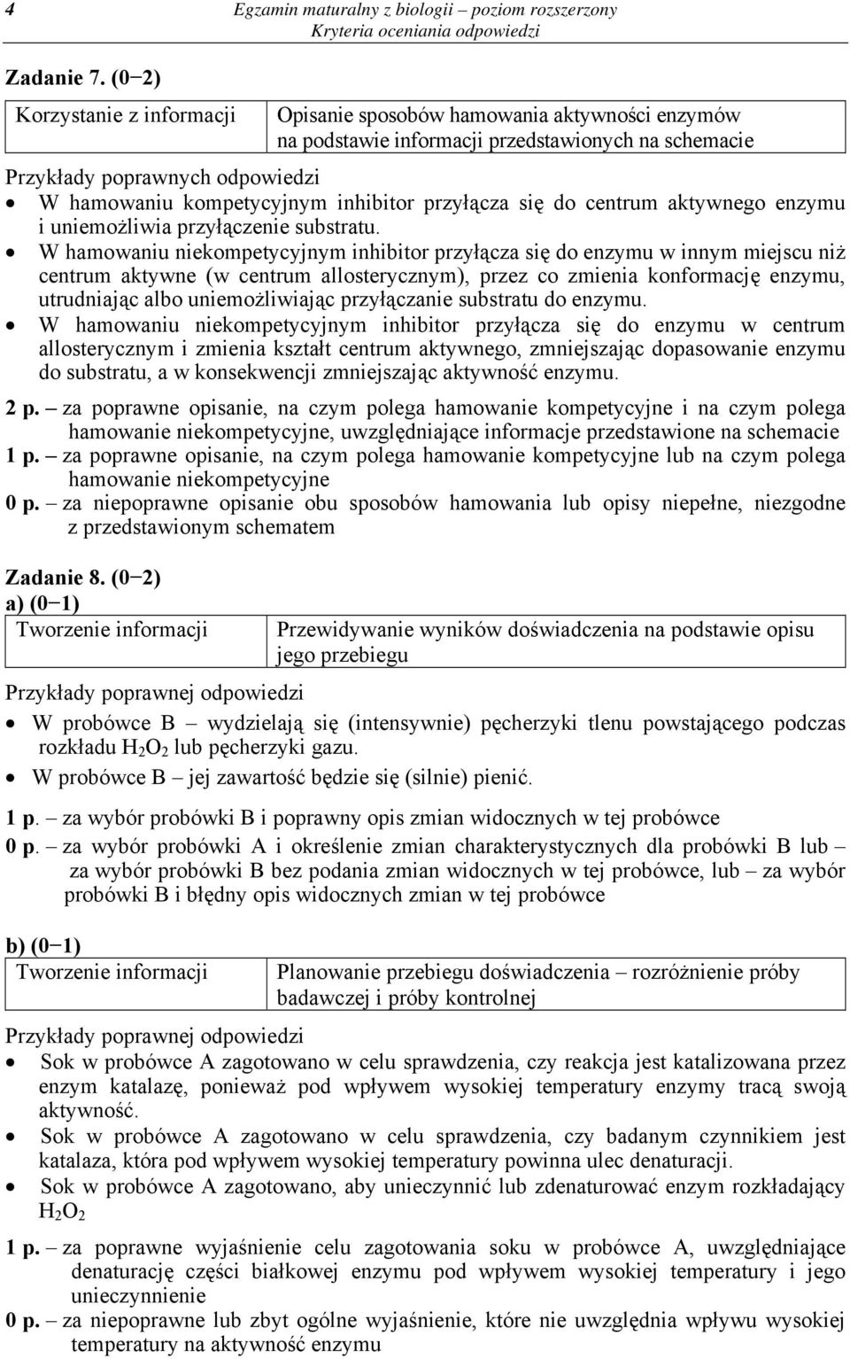 przyłącza się do centrum aktywnego enzymu i uniemożliwia przyłączenie substratu.