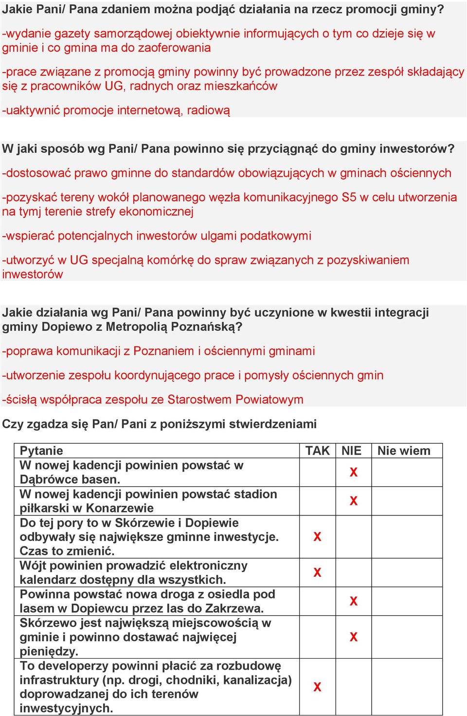 pracowników UG, radnych oraz mieszkańców -uaktywnić promocje internetową, radiową W jaki sposób wg Pani/ Pana powinno się przyciągnąć do gminy inwestorów?