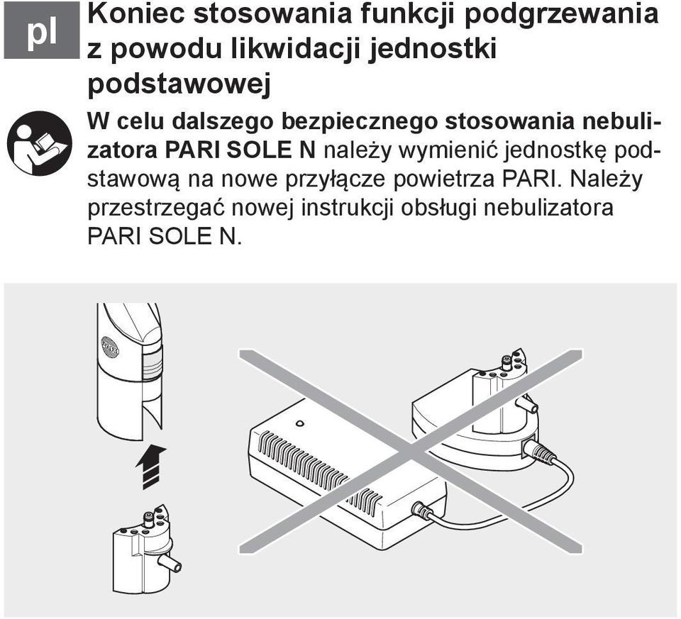 SOLE N należy wymienić jednostkę podstawową na nowe przyłącze powietrza