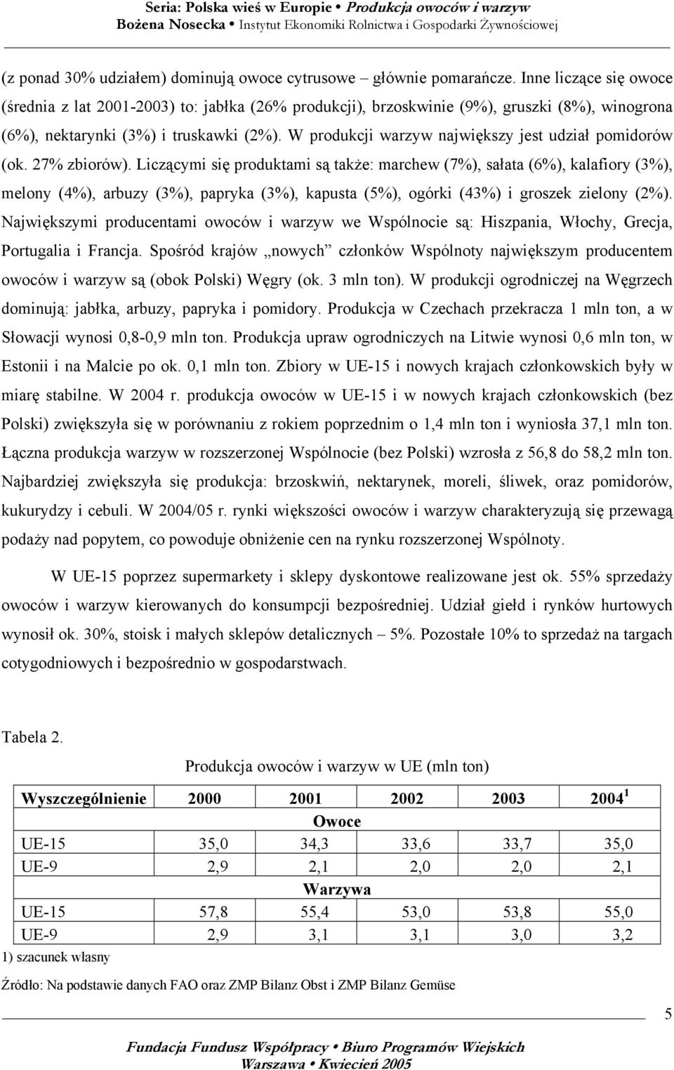 W produkcji warzyw największy jest udział pomidorów (ok. 27% zbiorów).