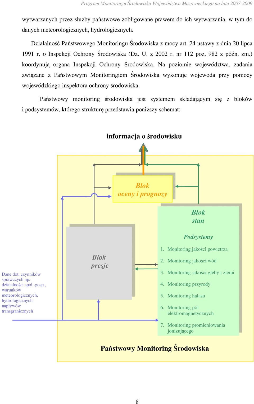 Na poziomie województwa, zadania związane z Państwowym Monitoringiem Środowiska wykonuje wojewoda przy pomocy wojewódzkiego inspektora ochrony środowiska.