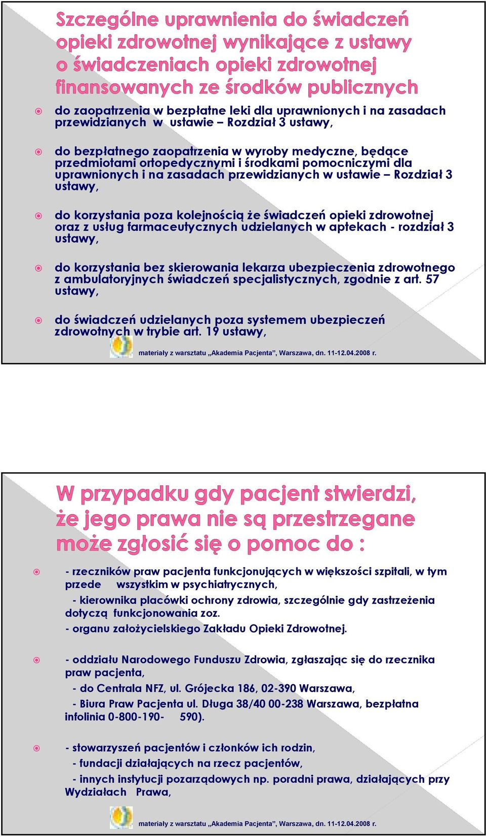 udzielanych w aptekach - rozdział 3 ustawy, do korzystania bez skierowania lekarza ubezpieczenia zdrowotnego z ambulatoryjnych świadczeń specjalistycznych, zgodnie z art.