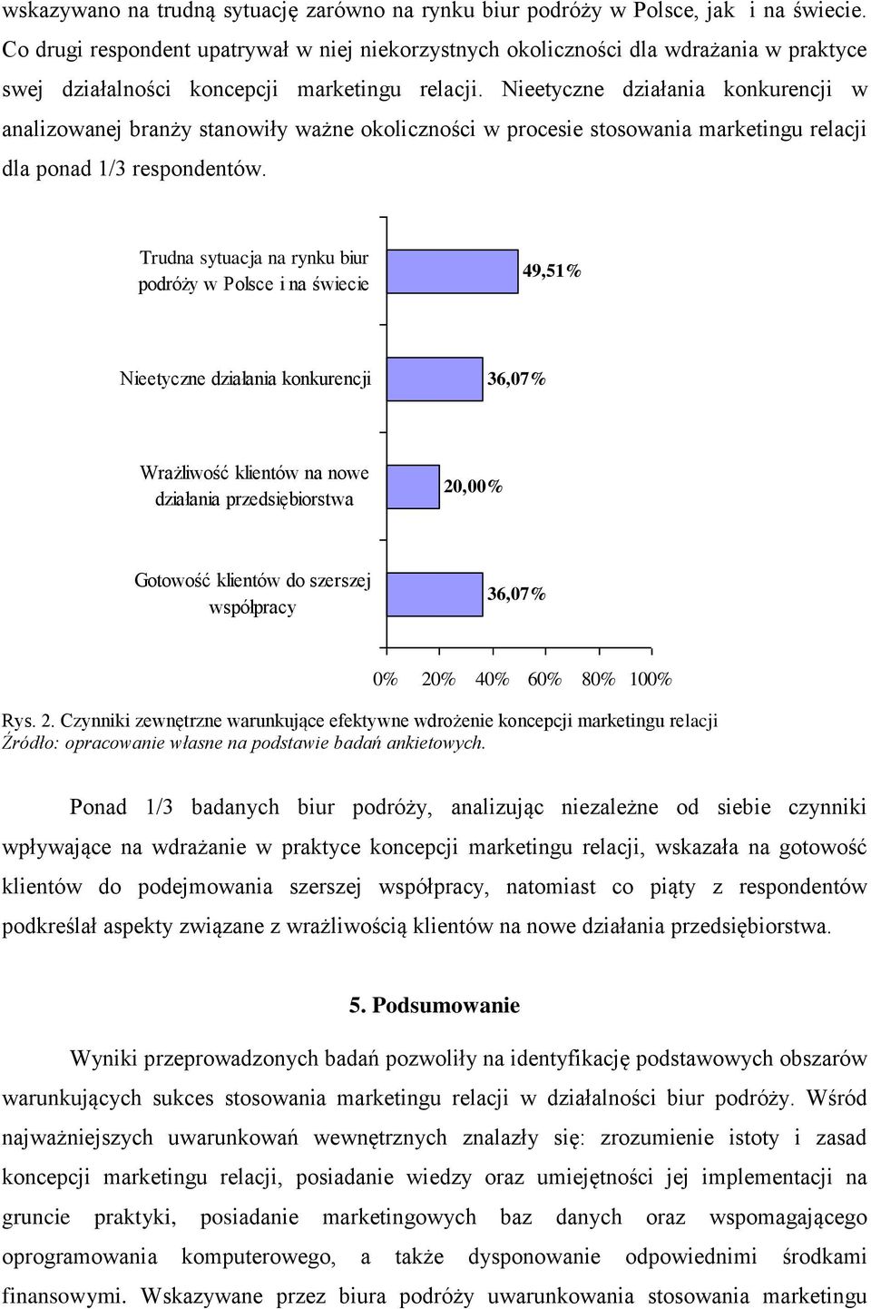 Nieetyczne działania konkurencji w analizowanej branży stanowiły ważne okoliczności w procesie stosowania marketingu relacji dla ponad 1/3 respondentów.