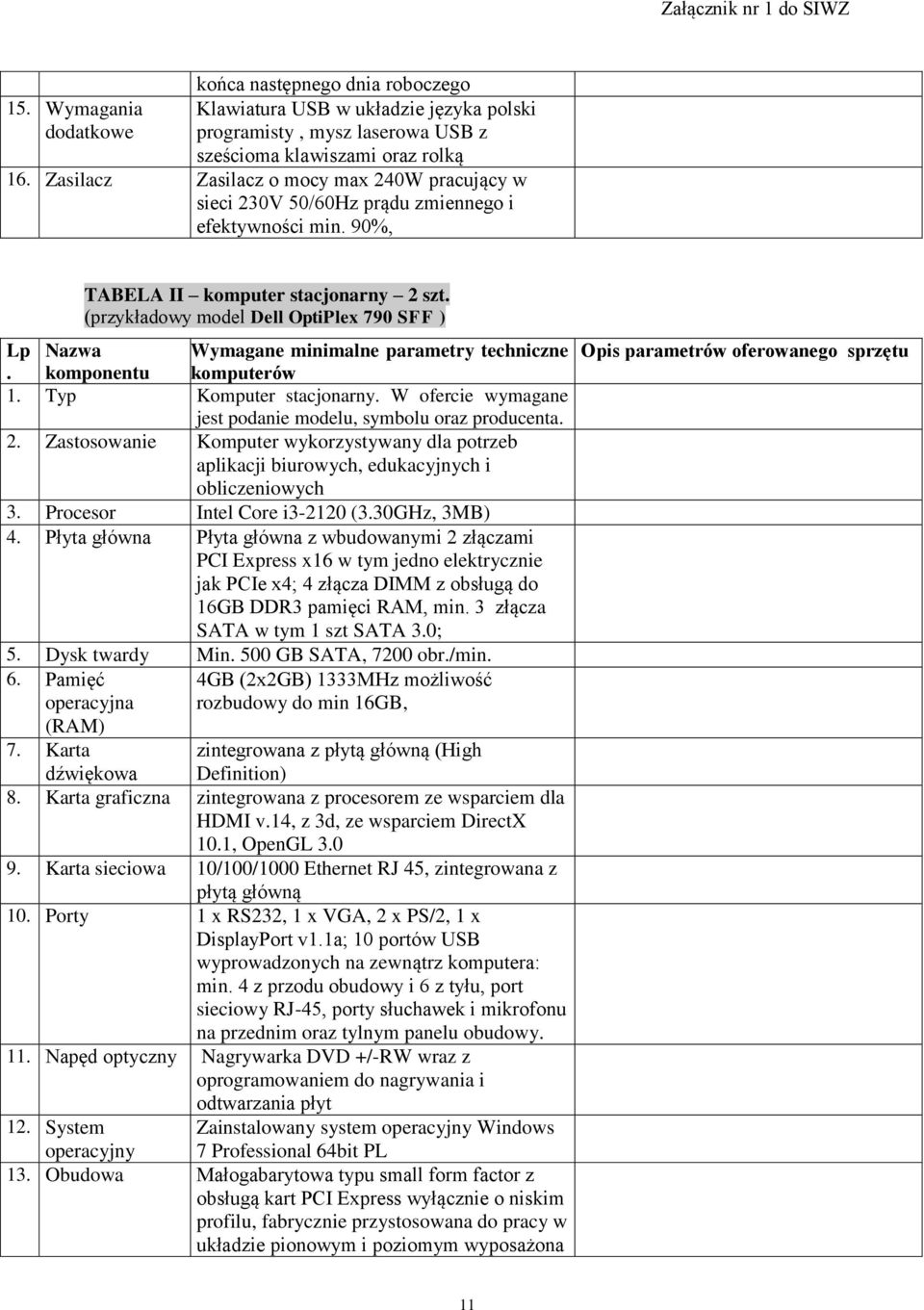 Nazwa komponentu Wymagane minimalne parametry techniczne komputerów. Typ Komputer stacjonarny. W ofercie wymagane jest podanie modelu, symbolu oraz producenta. 2.