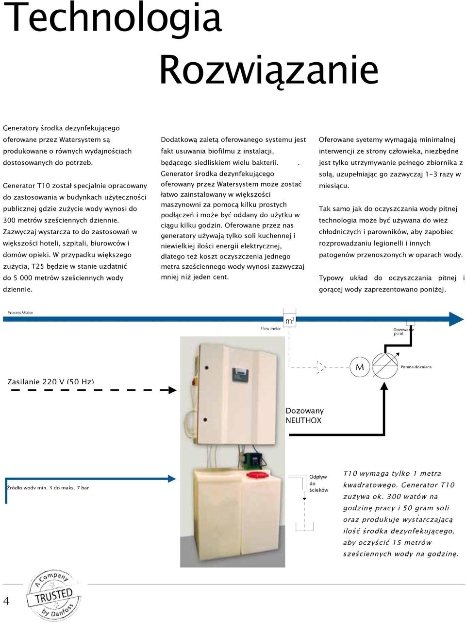 Zazwyczaj wystarcza to do zastosowań w większości hoteli, szpitali, biurowców i domów opieki. W przypadku większego zużycia, T25 będzie w stanie uzdatnić do 5 000 metrów sześciennych wody dziennie.