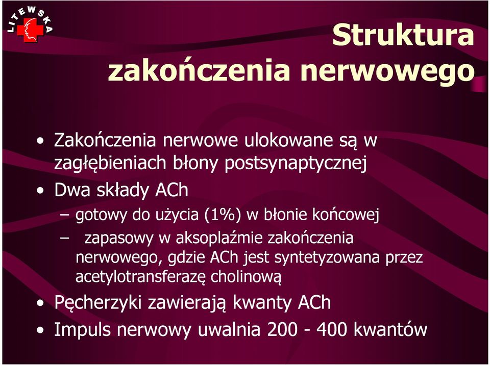 zapasowy w aksoplaźmie zakończenia nerwowego, gdzie ACh jest syntetyzowana przez