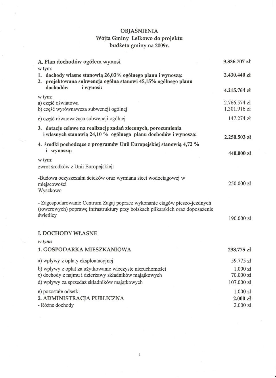 dotacje celowe na realizacj~ zadan zleconych, porozumienia i wlasnych stanowi~ 24,10 % og61nego planu dochod6w i wynosz~: 4.