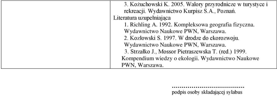 Kozłowski S. 1997. W drodze do ekorozwoju. 3. Strzałko J., Mossor Pietraszewska T. (red.) 1999.