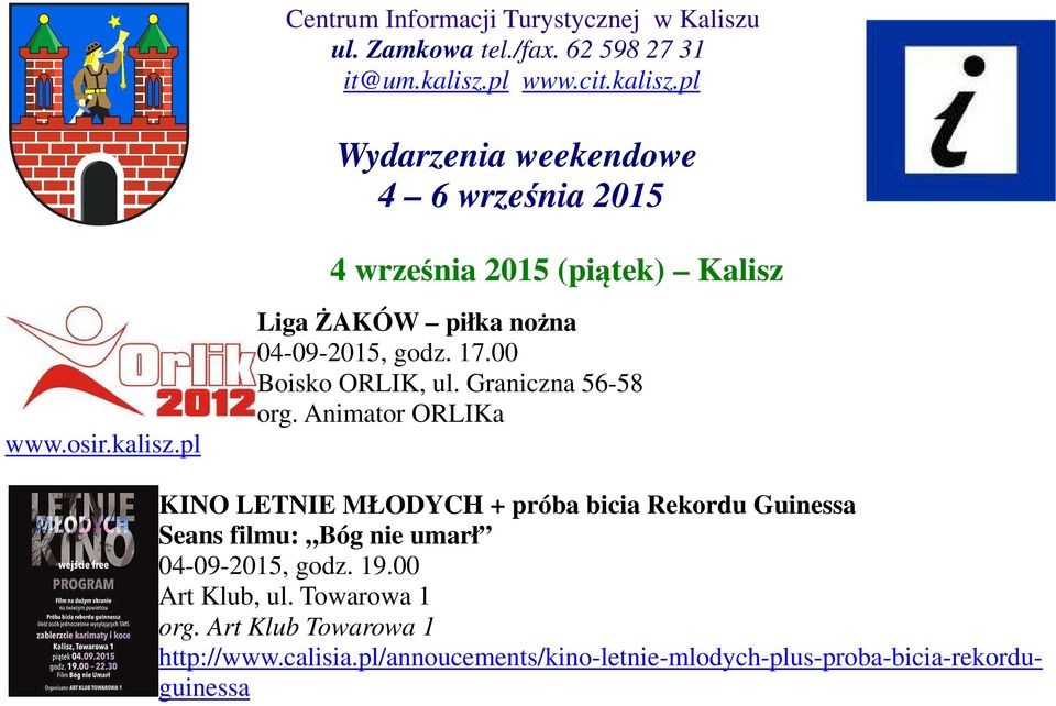 17.00 Boisko ORLIK, ul. Graniczna 56-58 org.
