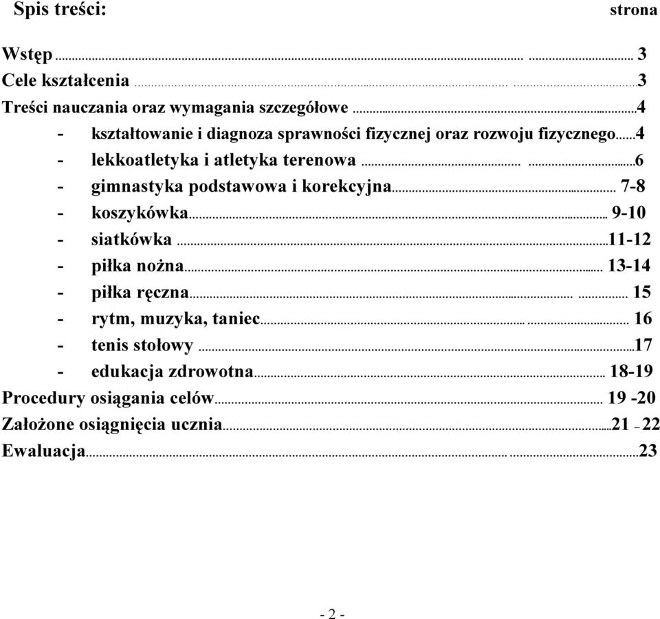 ..6 - gimnastyka podstawowa i korekcyjna.. 7-8 - koszykówka.... 9-10 - siatkówka.11-12 - piłka nożna.... 13-14 - piłka ręczna.