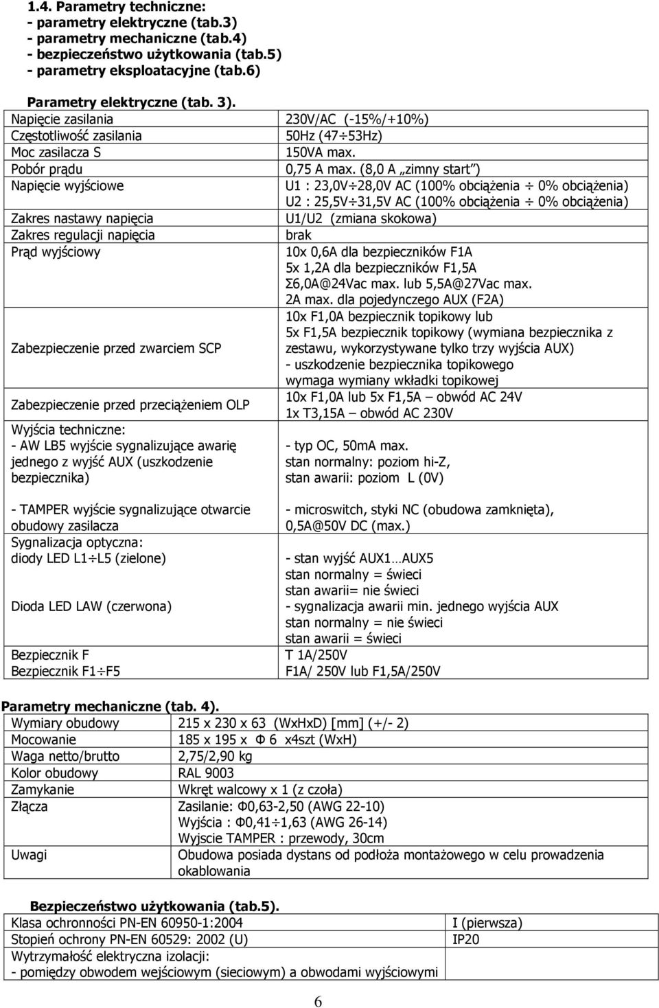 (8,0 A zimny start ) Napięcie wyjściowe U1 : 23,0V 28,0V AC (100% obciąŝenia 0% obciąŝenia) U2 : 25,5V 31,5V AC (100% obciąŝenia 0% obciąŝenia) Zakres nastawy napięcia U1/U2 (zmiana skokowa) Zakres