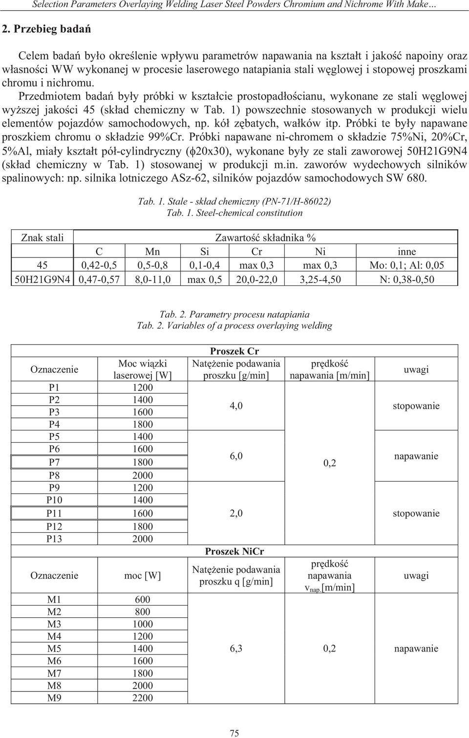 i nichromu. Przedmiotem bada by y próbki w kszta cie prostopad o cianu, wykonane ze stali w glowej wy szej jako ci 45 (sk ad chemiczny w Tab.