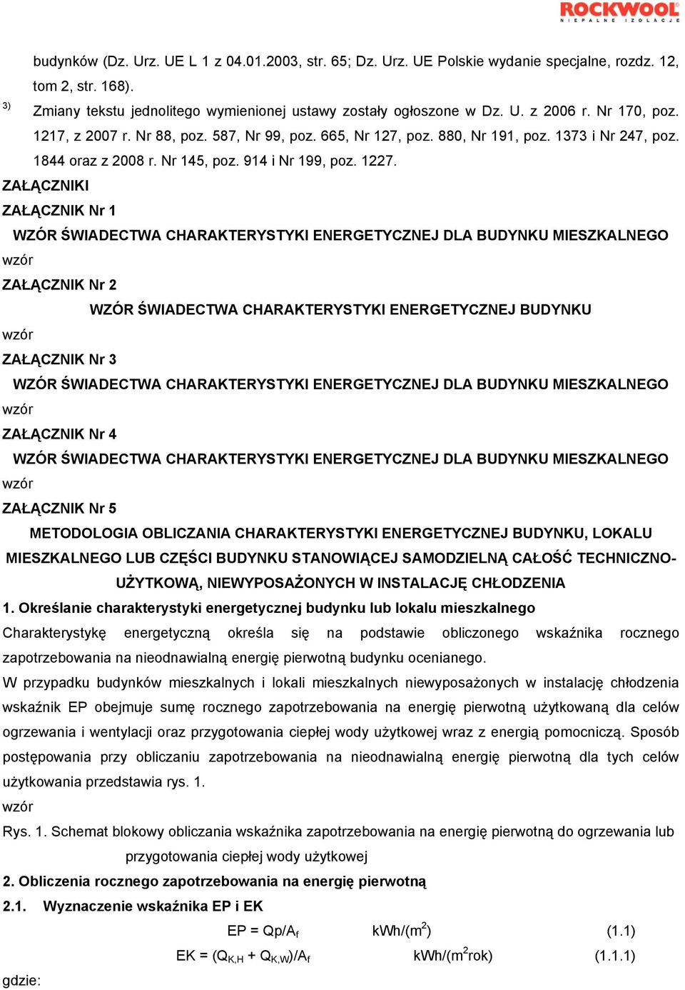 ZAŁĄCZNIKI ZAŁĄCZNIK Nr 1 WZÓR ŚWIADECTWA CHARAKTERYSTYKI ENERGETYCZNEJ DLA BUDYNKU MIESZKALNEGO wzór ZAŁĄCZNIK Nr 2 WZÓR ŚWIADECTWA CHARAKTERYSTYKI ENERGETYCZNEJ BUDYNKU wzór ZAŁĄCZNIK Nr 3 WZÓR