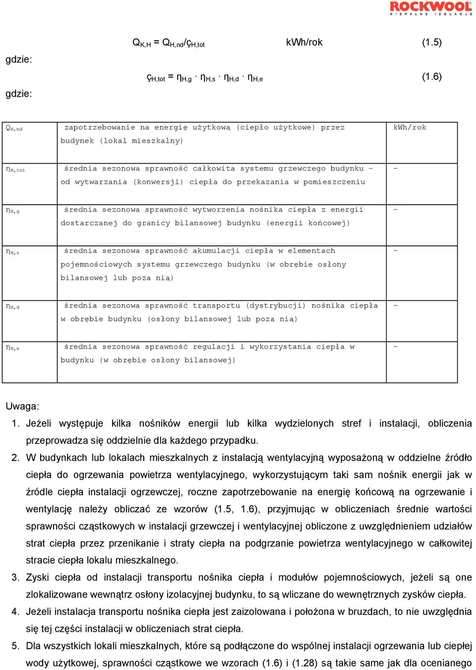 (konwersji) ciepła do przekazania w pomieszczeniu η H,g średnia sezonowa sprawność wytworzenia nośnika ciepła z energii dostarczanej do granicy bilansowej budynku (energii końcowej) η H,s średnia