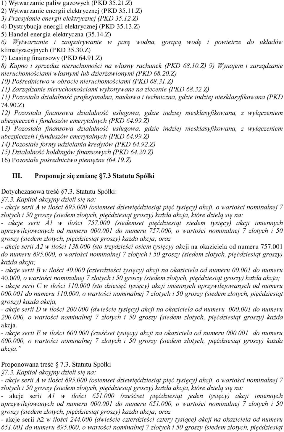 Z) 8) Kupno i sprzedaż nieruchomości na własny rachunek (PKD 68.10.Z) 9) Wynajem i zarządzanie nieruchomościami własnymi lub dzierżawionymi (PKD 68.20.