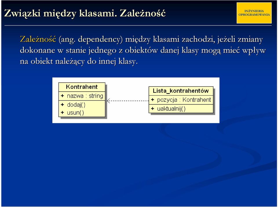 zmiany dokonane w stanie jednego z obiektów danej