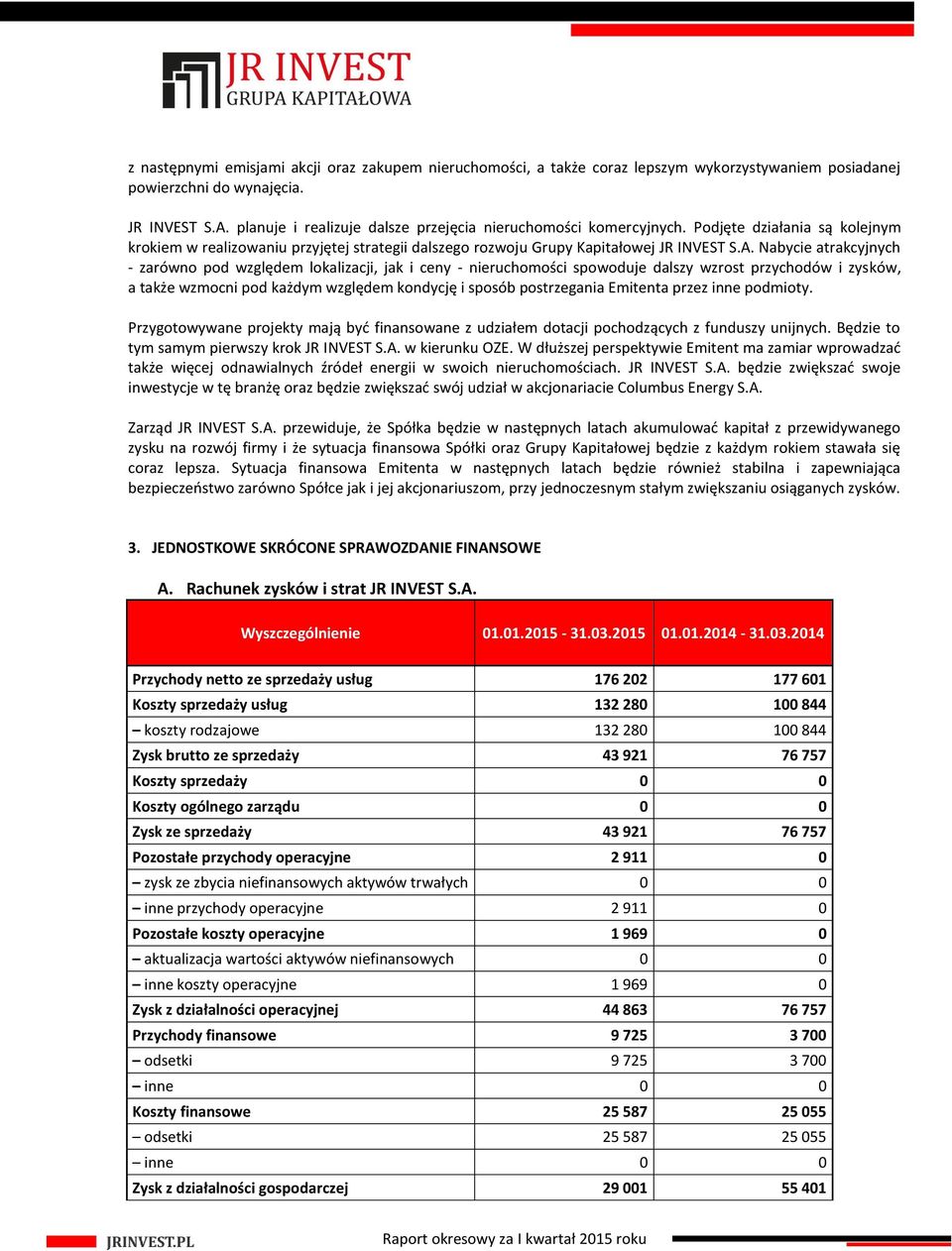 Nabycie atrakcyjnych - zarówno pod względem lokalizacji, jak i ceny - nieruchomości spowoduje dalszy wzrost przychodów i zysków, a także wzmocni pod każdym względem kondycję i sposób postrzegania