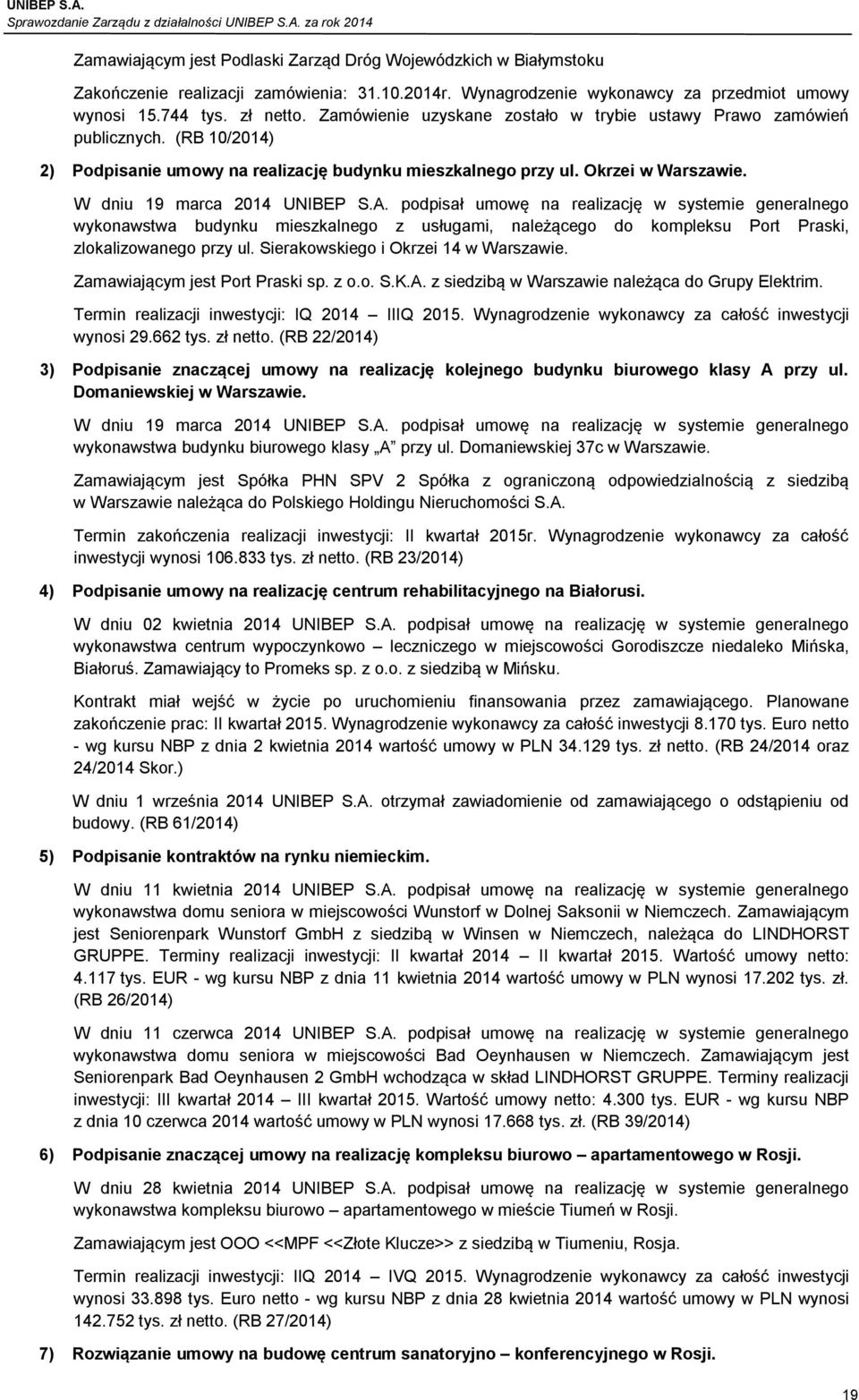 A. podpisał umowę na realizację w systemie generalnego wykonawstwa budynku mieszkalnego z usługami, należącego do kompleksu Port Praski, zlokalizowanego przy ul.