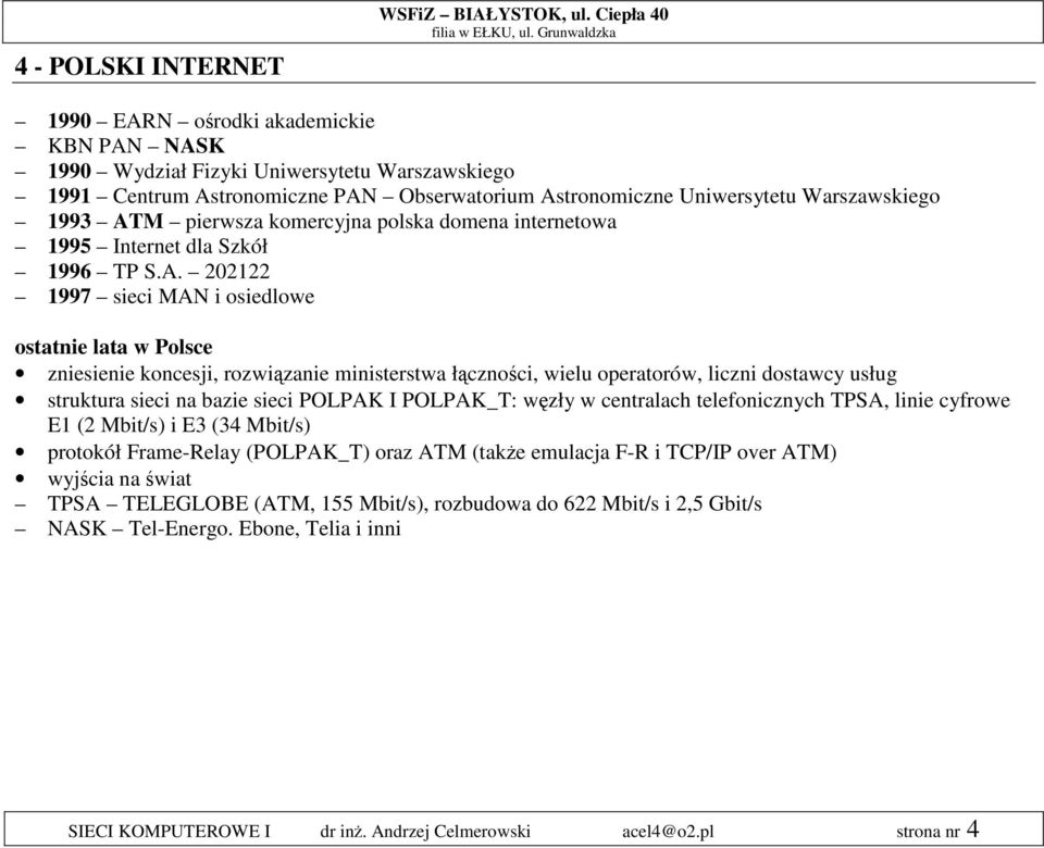 pierwsza komercyjna polska domena internetowa 1995 Internet dla Szkół 1996 TP S.A.