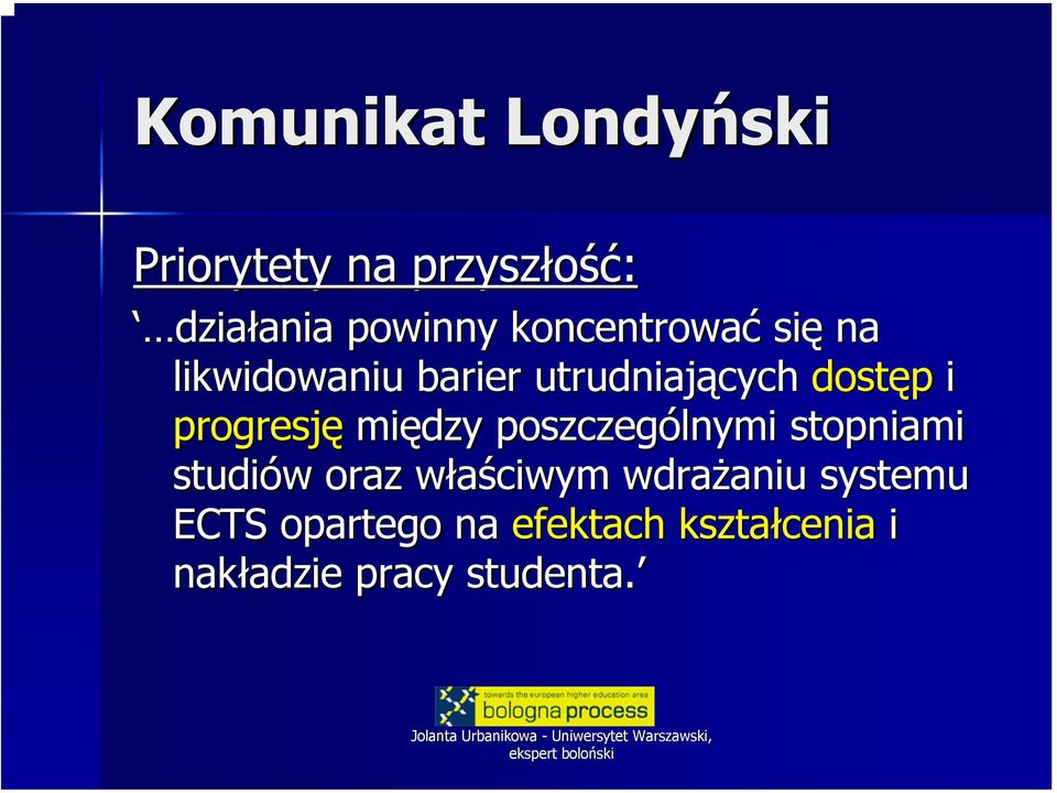 progresję między poszczególnymi stopniami studiów w oraz właściwym w