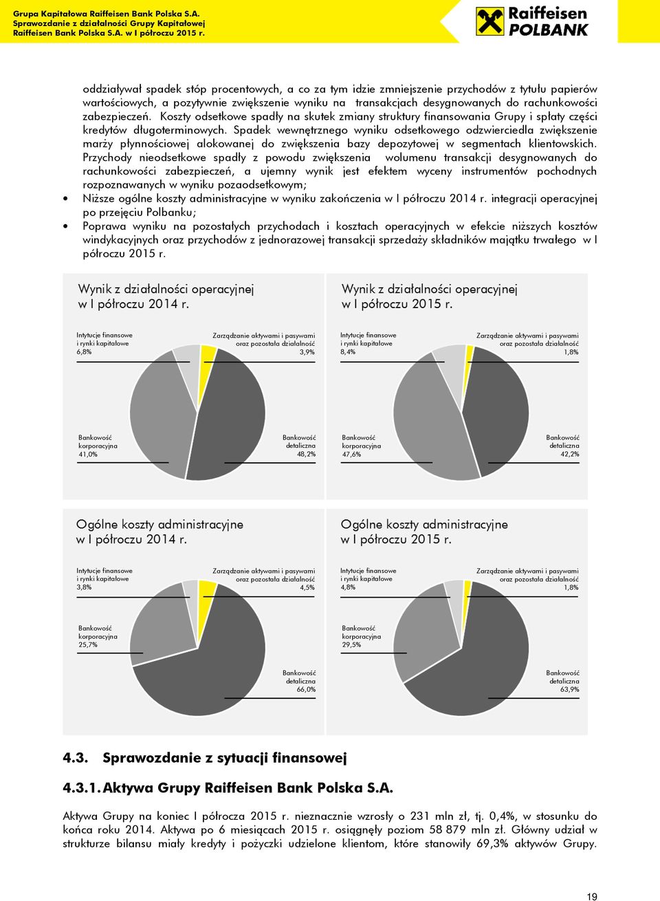 Spadek wewnętrznego wyniku odsetkowego odzwierciedla zwiększenie marży płynnościowej alokowanej do zwiększenia bazy depozytowej w segmentach klientowskich.