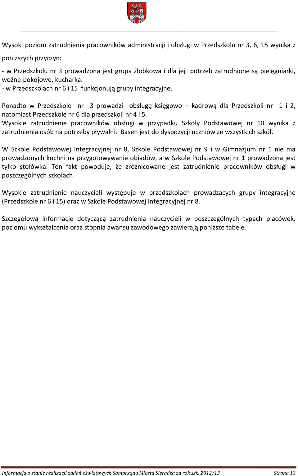 Ponadto w Przedszkole nr 3 prowadzi obsługę księgowo kadrową dla Przedszkoli nr 1 i 2, natomiast Przedszkole nr 6 dla przedszkoli nr 4 i 5.