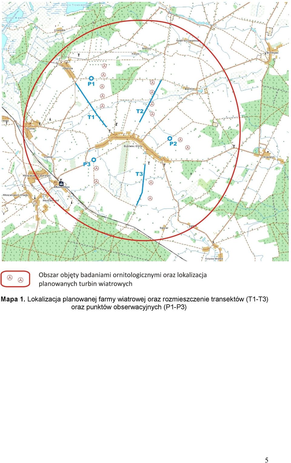 wiatrowej oraz rozmieszczenie