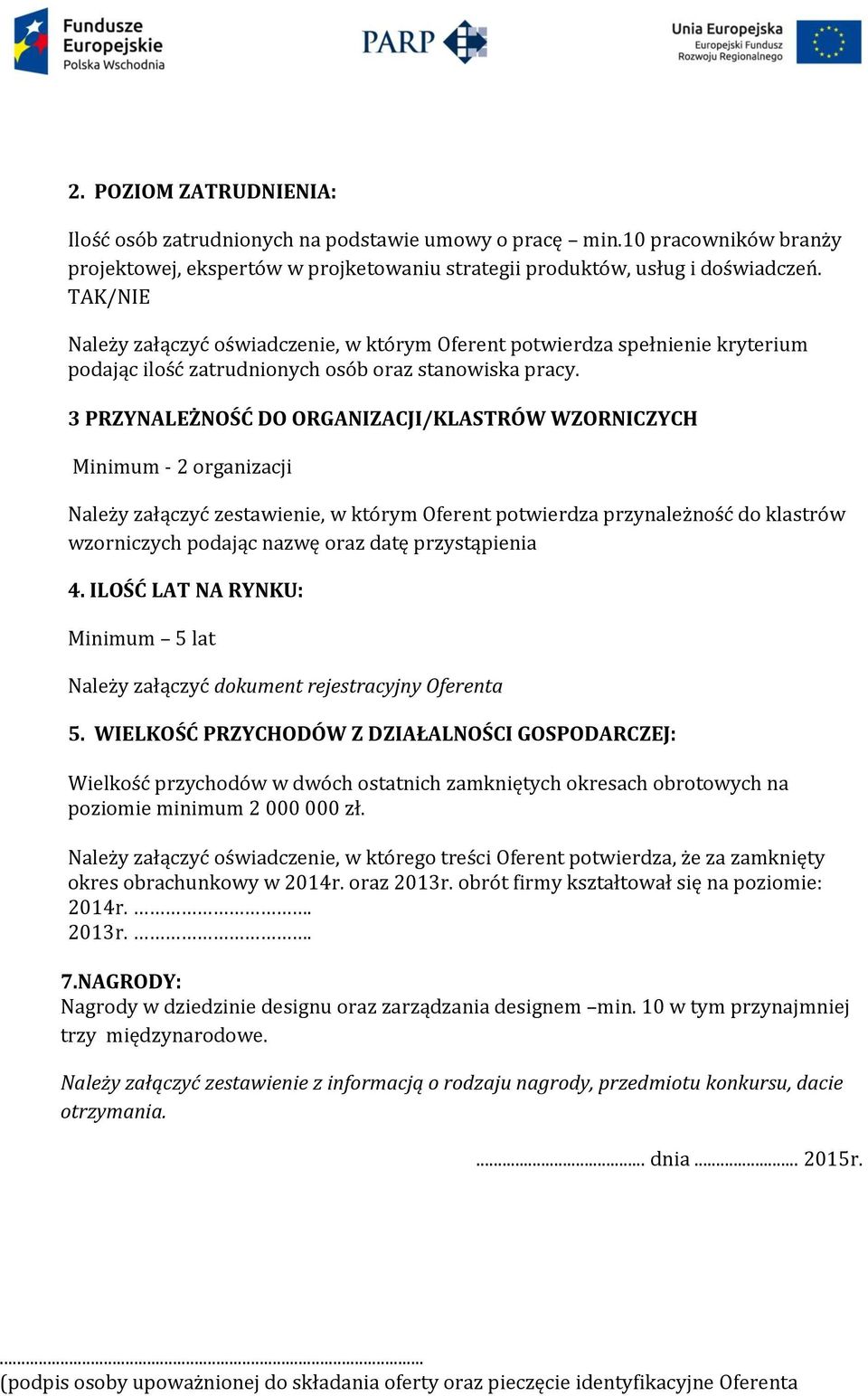 3 PRZYNALEŻNOŚĆ DO ORGANIZACJI/KLASTRÓW WZORNICZYCH Minimum - 2 organizacji Należy załączyć zestawienie, w którym Oferent potwierdza przynależność do klastrów wzorniczych podając nazwę oraz datę