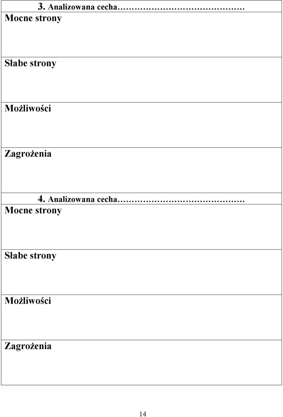 4. Analizowana cecha Mocne strony 