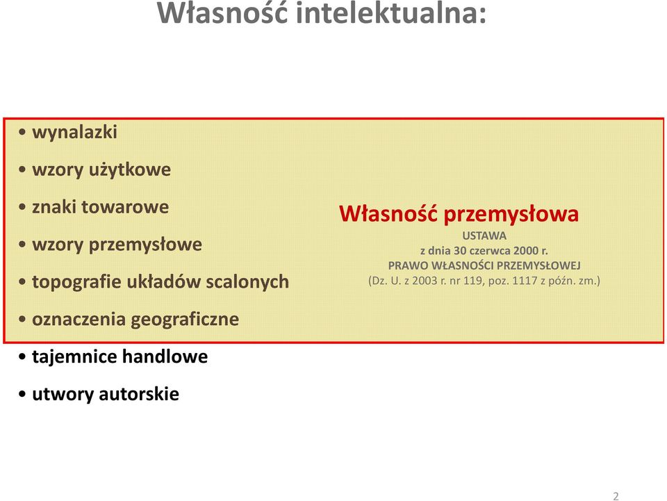 handlowe utwory autorskie Własność przemysłowa USTAWA z dnia 30 czerwca