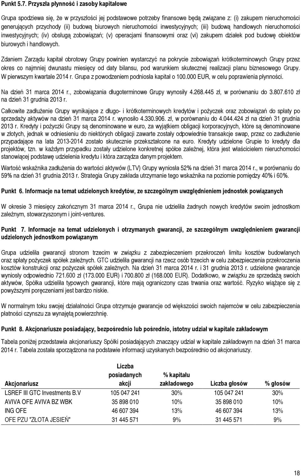 nieruchomości inwestycyjnych; (iii) budową handlowych nieruchomości inwestycyjnych; (iv) obsługą zobowiązań; (v) operacjami finansowymi oraz (vi) zakupem działek pod budowę obiektów biurowych i