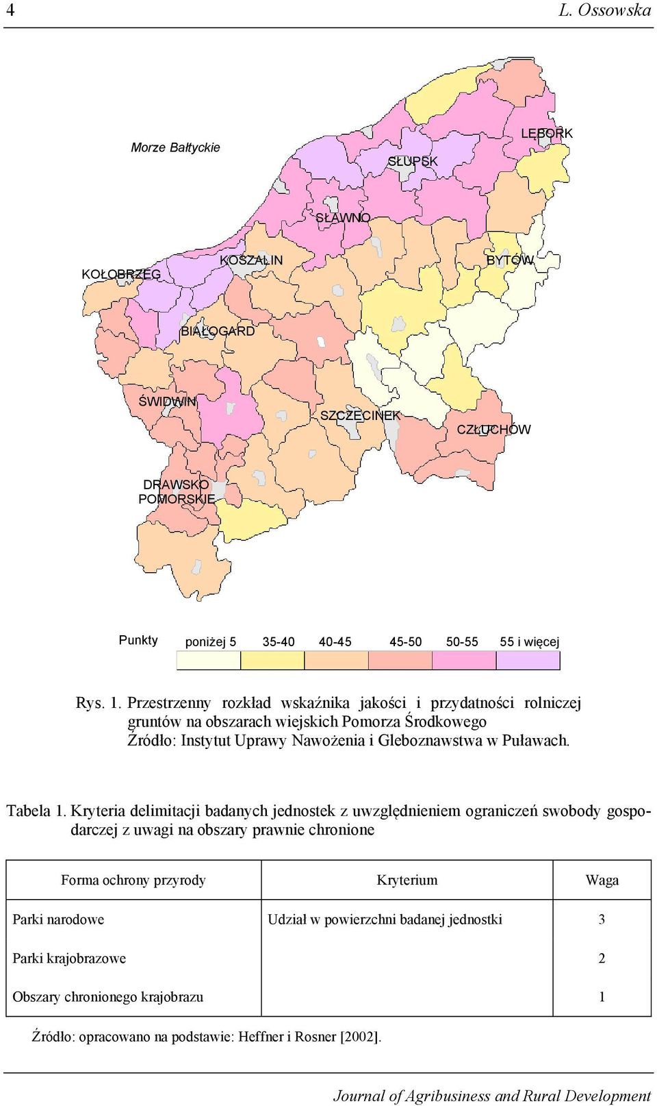 Kryteria delimitacji badanych jednostek z uwzględnieniem ograniczeń swobody gospodarczej z uwagi na obszary prawnie chronione Forma ochrony przyrody Kryterium Waga Parki narodowe Udział w