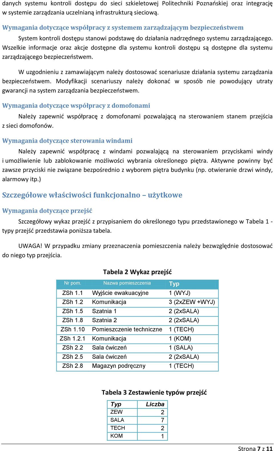 Wszelkie informacje oraz akcje dostępne dla systemu kontroli dostępu są dostępne dla systemu zarządzającego bezpieczeostwem.