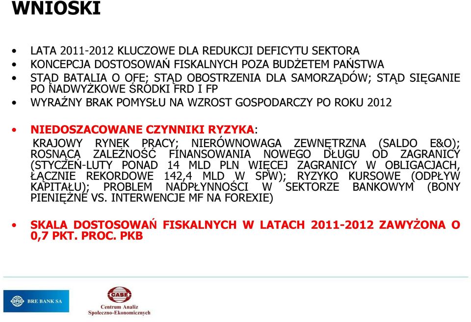 E&O); ROSNĄCA ZALEśNOŚĆ FINANSOWANIA NOWEGO DŁUGU OD ZAGRANICY (STYCZEŃ-LUTY PONAD 14 MLD PLN WIĘCEJ ZAGRANICY W OBLIGACJACH, ŁĄCZNIE REKORDOWE 142,4 MLD W SPW); RYZYKO KURSOWE