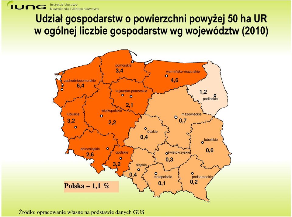 warmińsko-mazurskie 4,6 1,2 podlaskie mazowieckie 0,7 lubelskie dolnośląskie 2,6 opolskie 3,2 śląskie