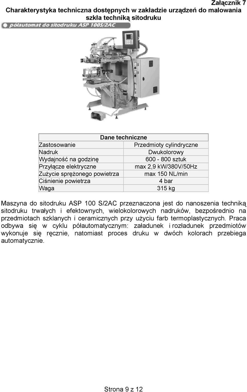 100 S/2AC przeznaczona jest do nanoszenia techniką sitodruku trwałych i efektownych, wielokolorowych nadruków, bezpośrednio na przedmiotach szklanych i ceramicznych przy użyciu farb