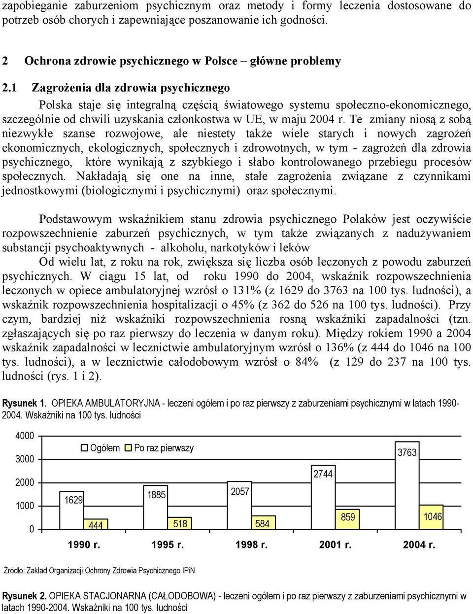 1 Zagrożenia dla zdrowia psychicznego Polska staje się integralną częścią światowego systemu społeczno-ekonomicznego, szczególnie od chwili uzyskania członkostwa w UE, w maju 2004 r.