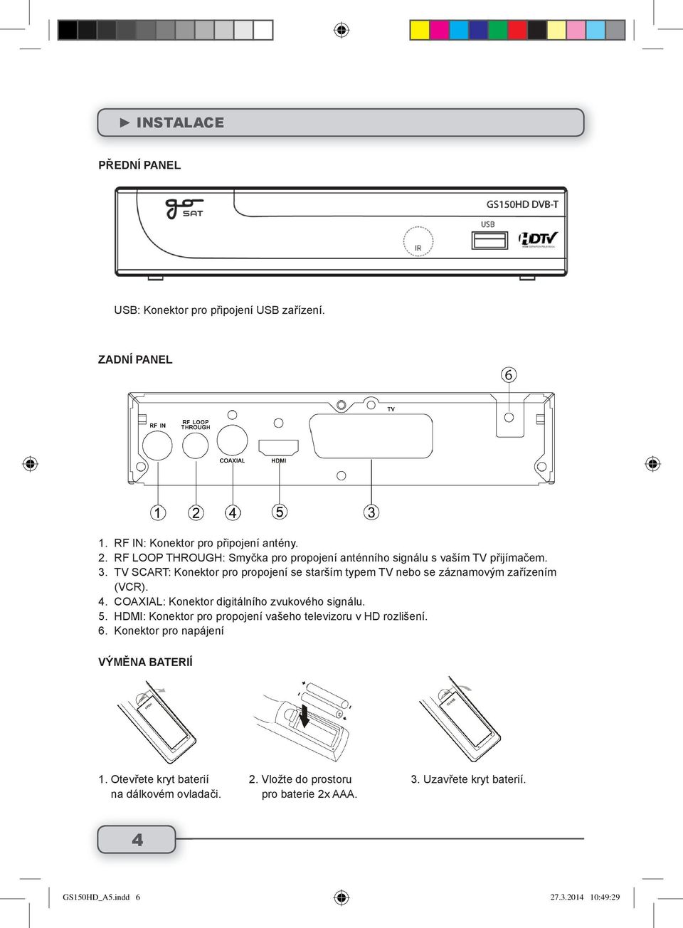 TV SCART: Konektor pro propojení se starším typem TV nebo se záznamovým zařízením (VCR). 4. COAXIAL: Konektor digitálního zvukového signálu. 5.